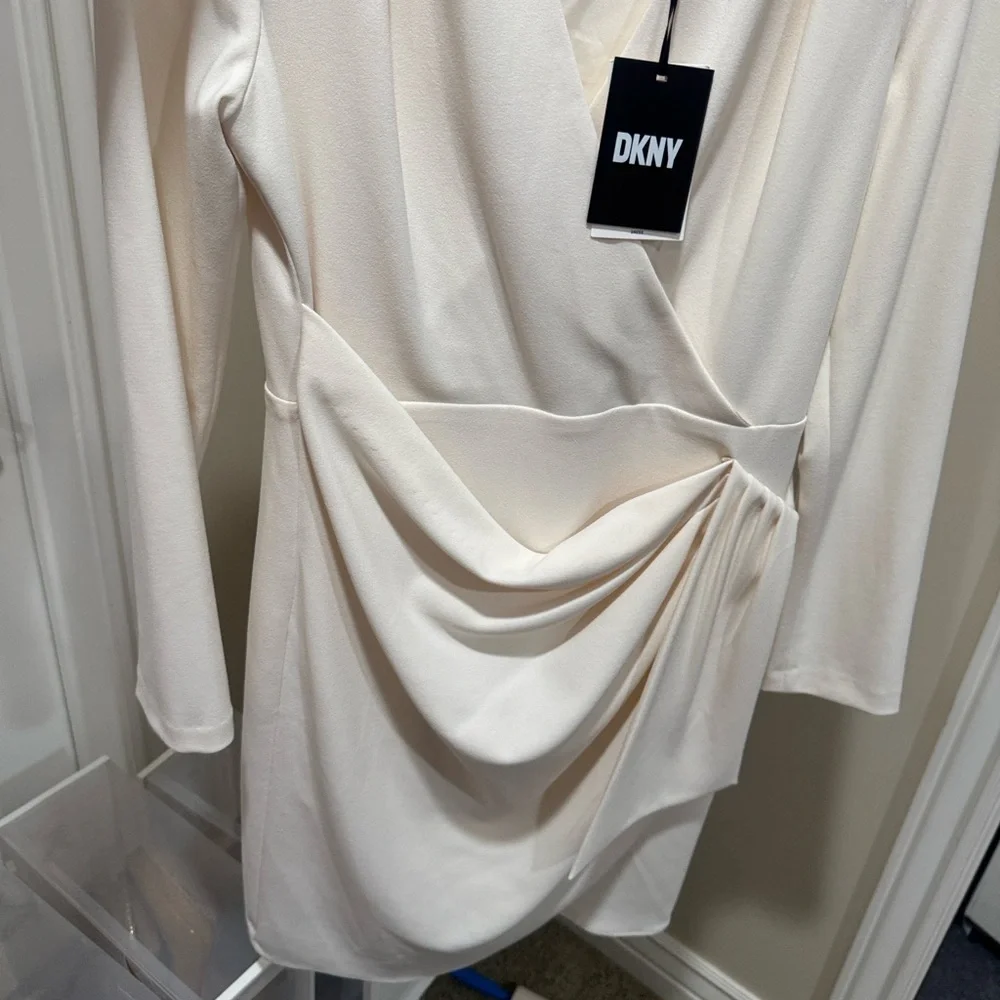 DKNY Cream Draped Dress